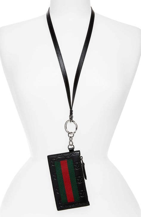 designer lanyards gucci|Gucci lanyard id badge holder.